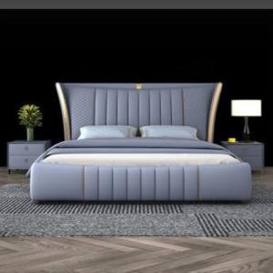 Luxe Blue Leatherette Bed Set
