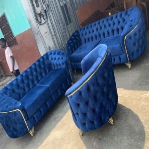 Luxury Blue Velvet Sofa Set