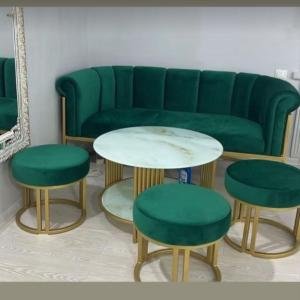 Luxury Green Velvet Sectional Sofa