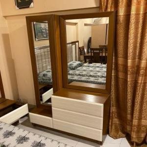 Classic Wooden Dresser with Dual Mirrors