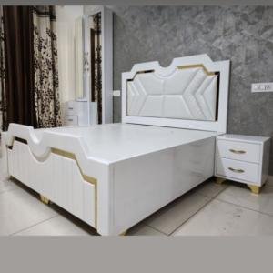 White & Gold Luxury Bed Set by Abuanees Furniture