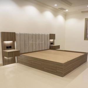 Modern Wooden & Velvet Bed Set by Abuanees Furniture