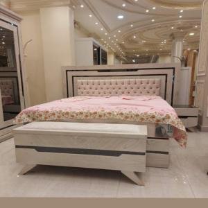 Modern Beige Upholstered Bed Set with Storage by Abuanees Furniture