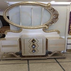 Luxury Vanity Set with Ornate Mirror and Storage Drawers