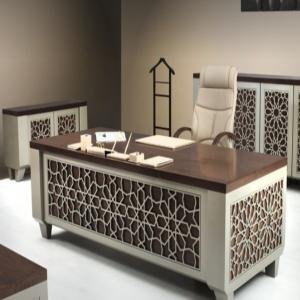 Luxury Office Desk Set with Geometric Design and Storage