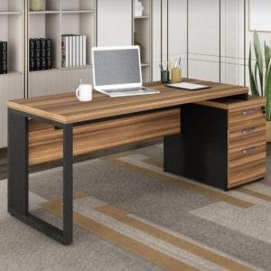 Modern Wooden Office Desk with Drawer Storage