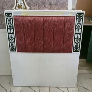 Decorative Bed Headboard with Velvet Upholstery and Intricate Design