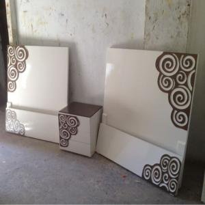 White and Brown Decorative Bedroom Set with Swirl Design